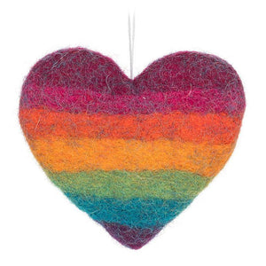 Rainbow Stripe Heart Ornament