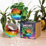 DISCO BALL HANGING PLANTER - RAINBOW 6"