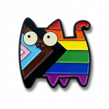 Cat pride pin on a clean white background