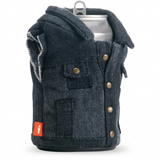 Cleaned-up angled Puffin denim vest can cooler photo