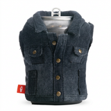 Cleaned-up front Puffin denim vest can cooler photo