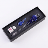 Deep blue glass pen set