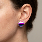 Gay Pride Drop Earring Gender-Fluidity 16MM Glass Cabochon Jewelry Trendy Lever Back Earrings