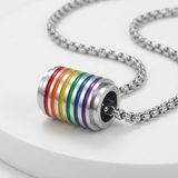 Close-up of the rainbow barrel necklace pendant